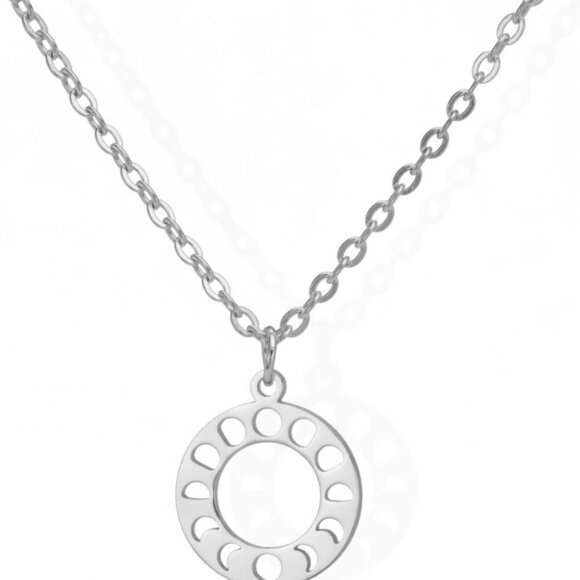 Phase of Moon Necklace Moon Phase Pendant Round Cutout Lunar Phases Necklace Per - Picture 1 of 8